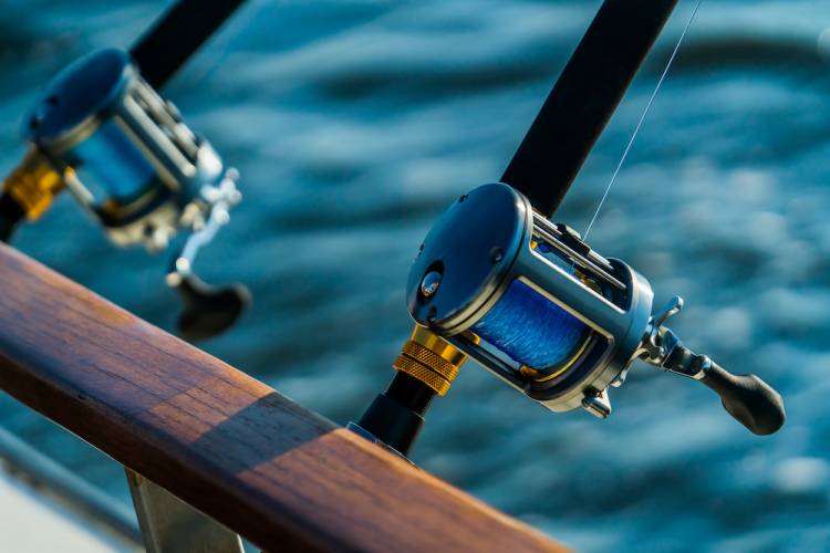 fishing reels on a boat