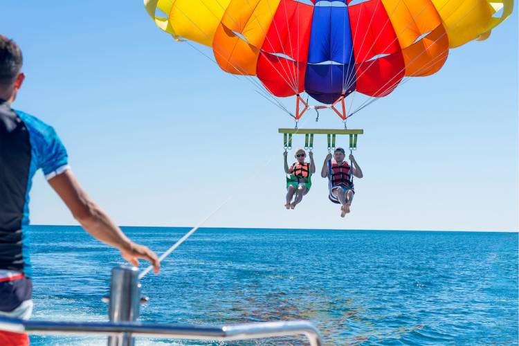 two people parasailing