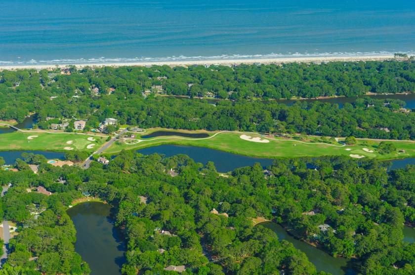 Aerial view of Palmetto Dunes Golf Club in Hilton Head, SC