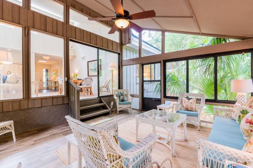 enclosed Carolina room at a pet-friendly vacation home on hilton head