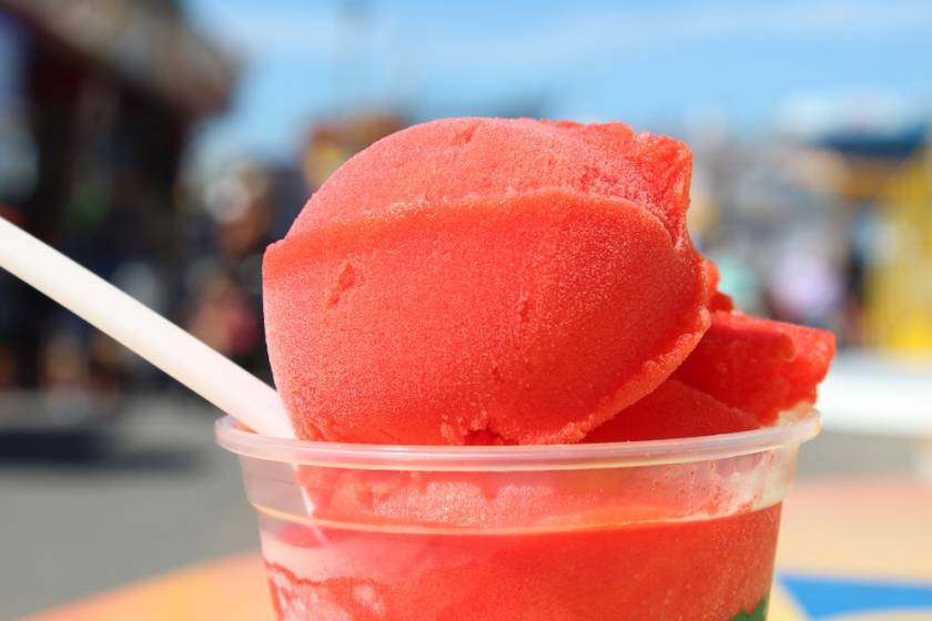 close up of a cup of Italian Ice frozen dessert
